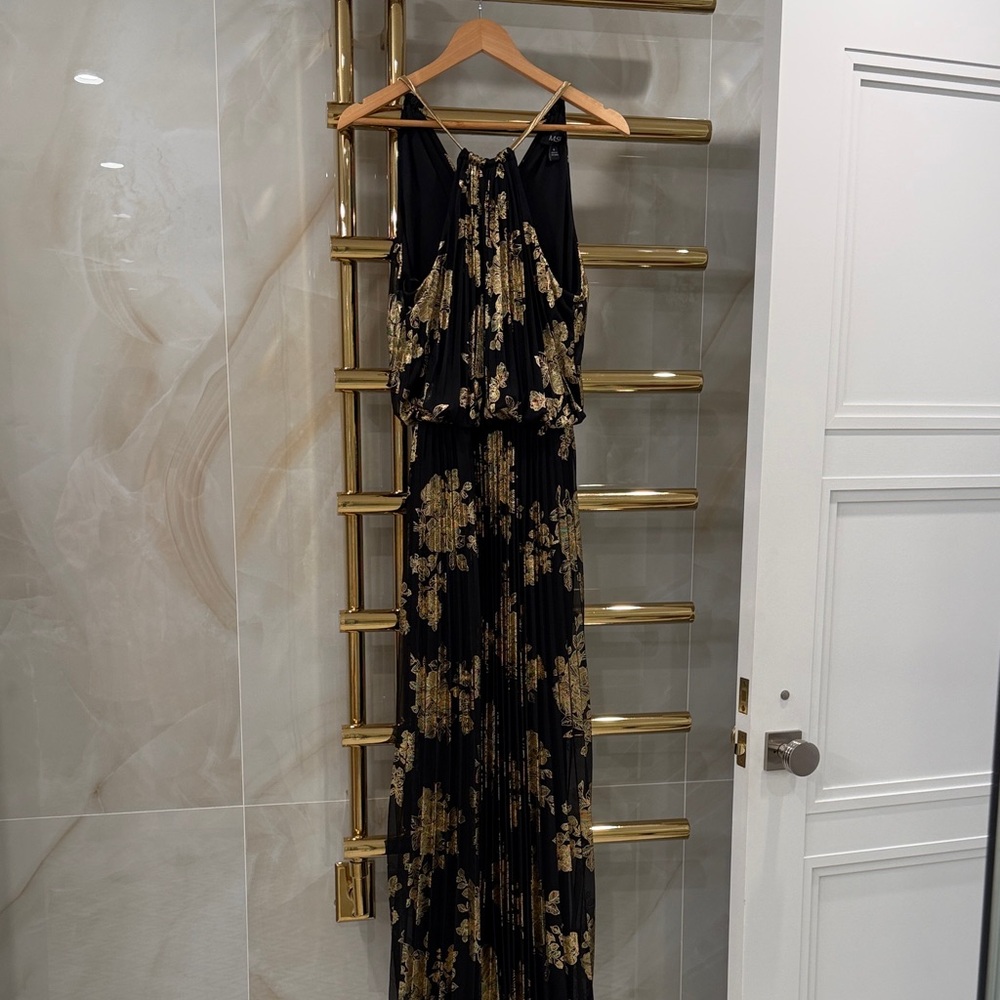 MSK Black and Gold Maxi Dress